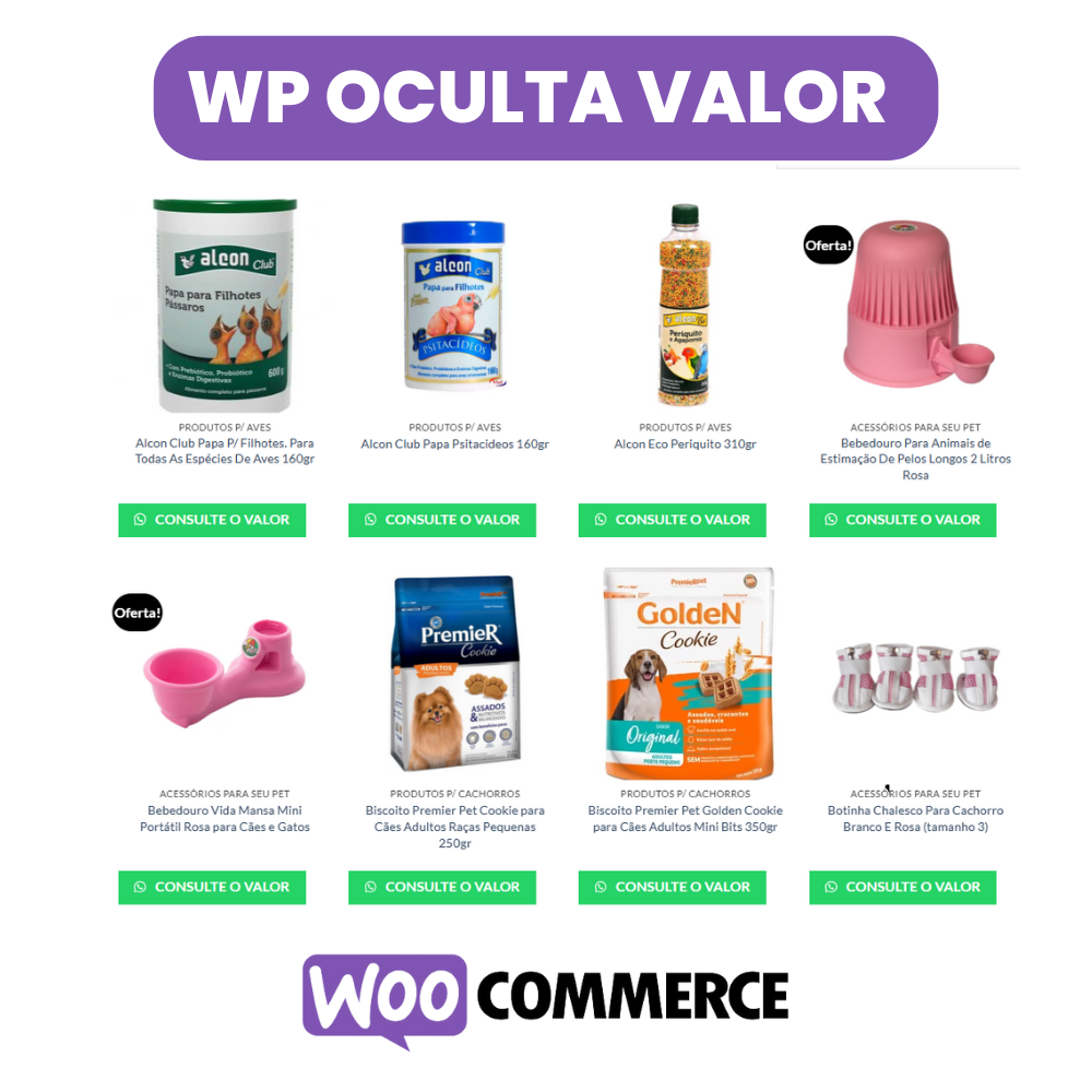 WP esconda o valor dos produtos